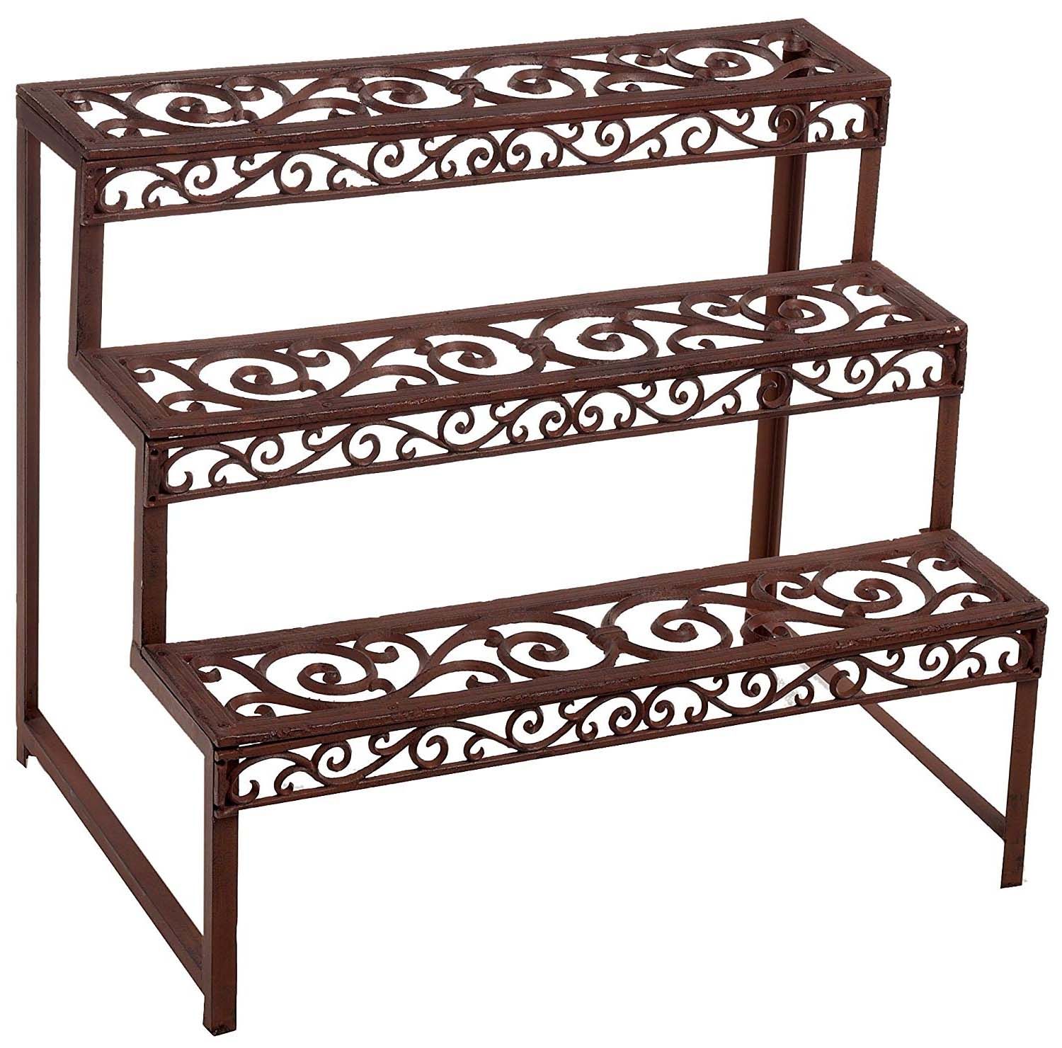Etagère à plantes Arabesque en Métal patiné 79.5x51x66cm