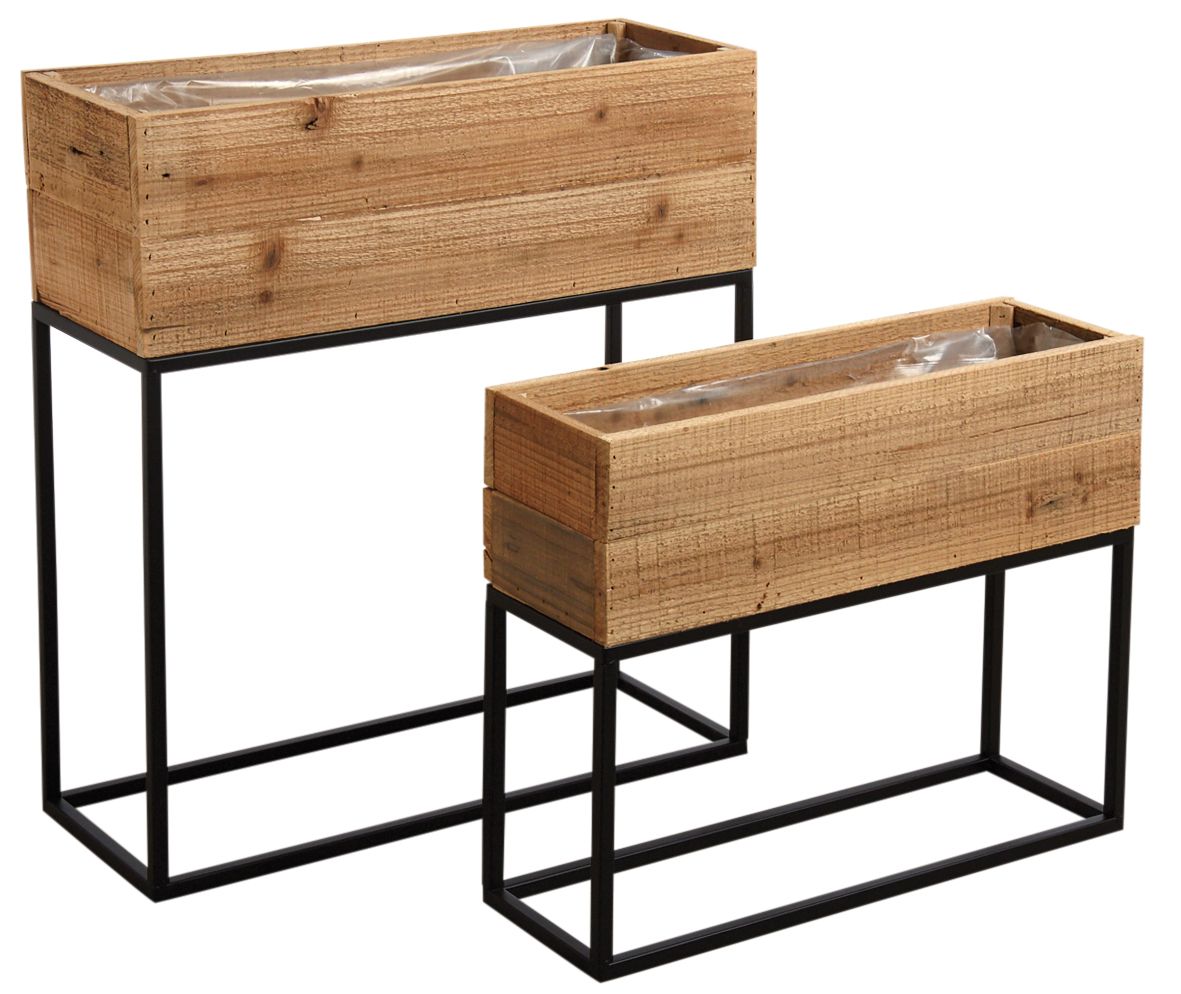 Jardinières hautes en bois recyclé Lofty (Lot de 2)