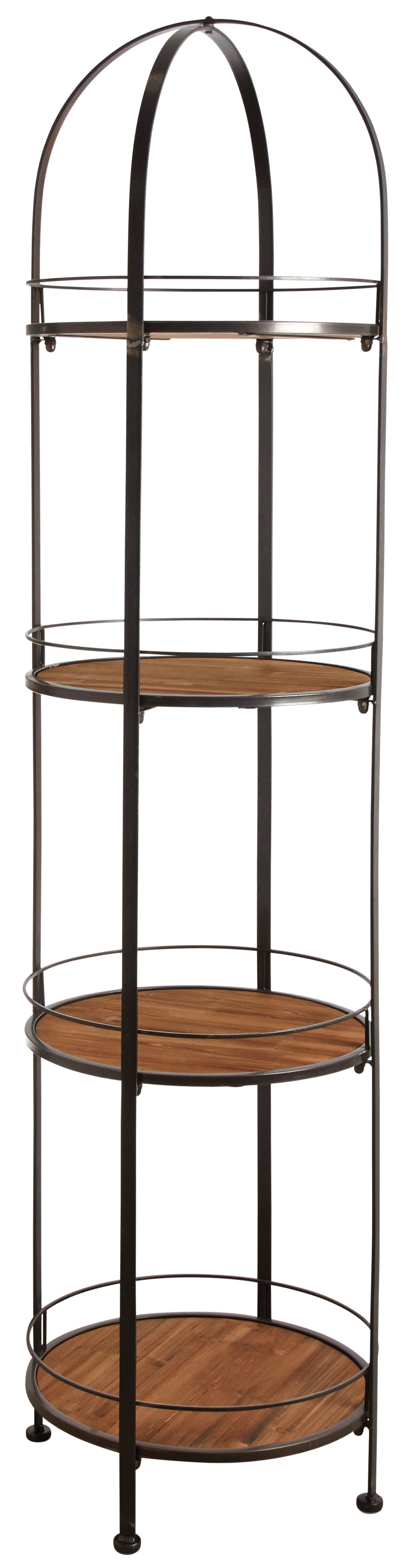 Étagère ronde en métal et bois