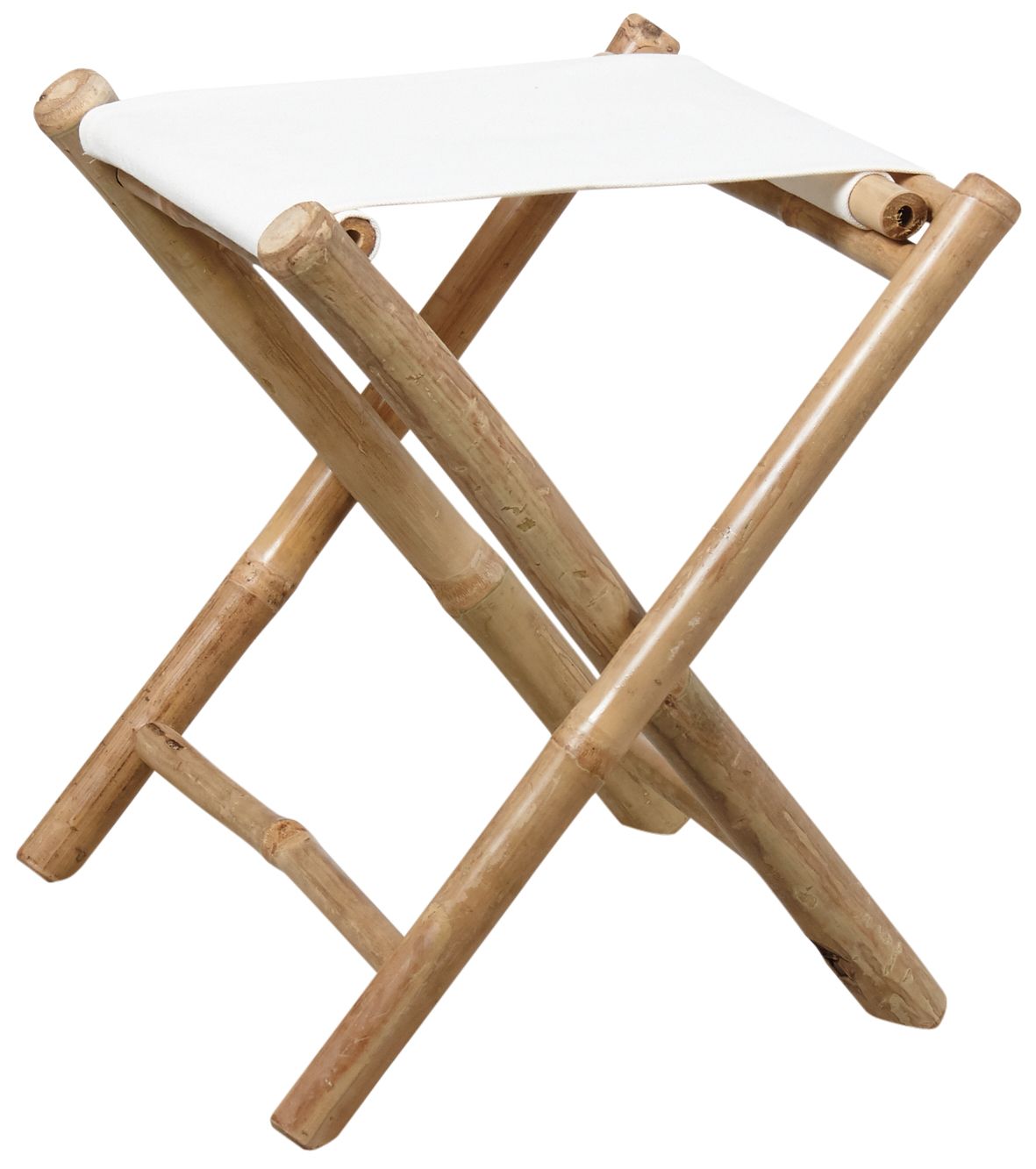 Tabouret pliant en bambou et assise coton