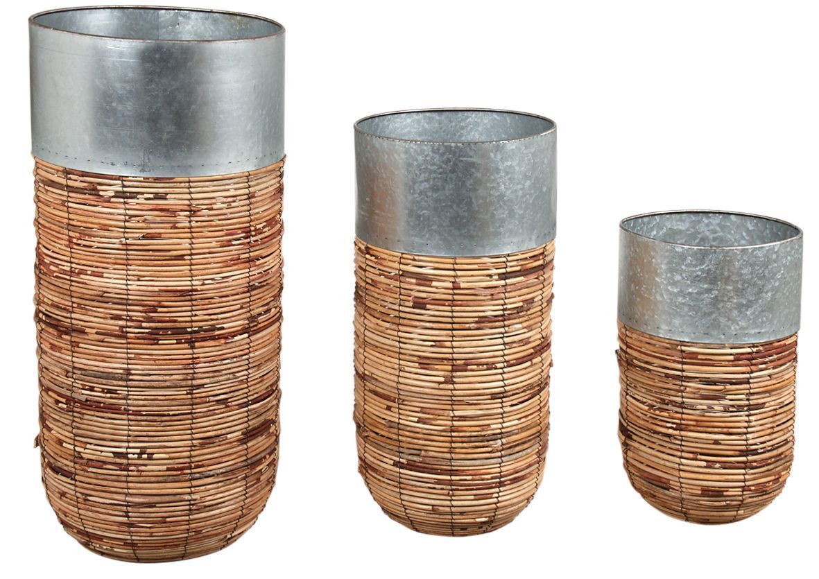 Cache-pots haut en rotin Paolo (Lot de 3)