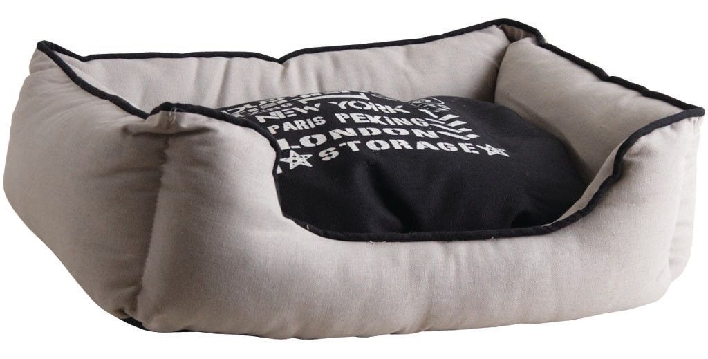 Couchette chien ou chat en coton moderne taupe et noir Taille L