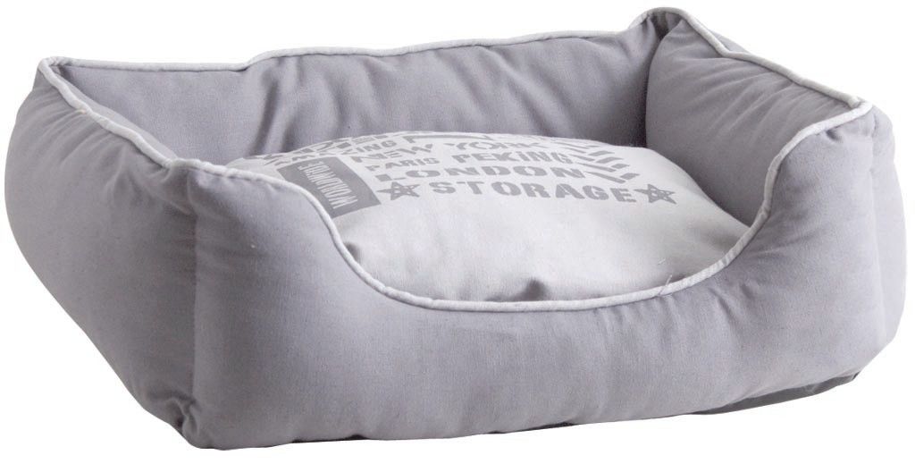 Couchette chien ou chat en coton moderne gris clair et blanc Taille L