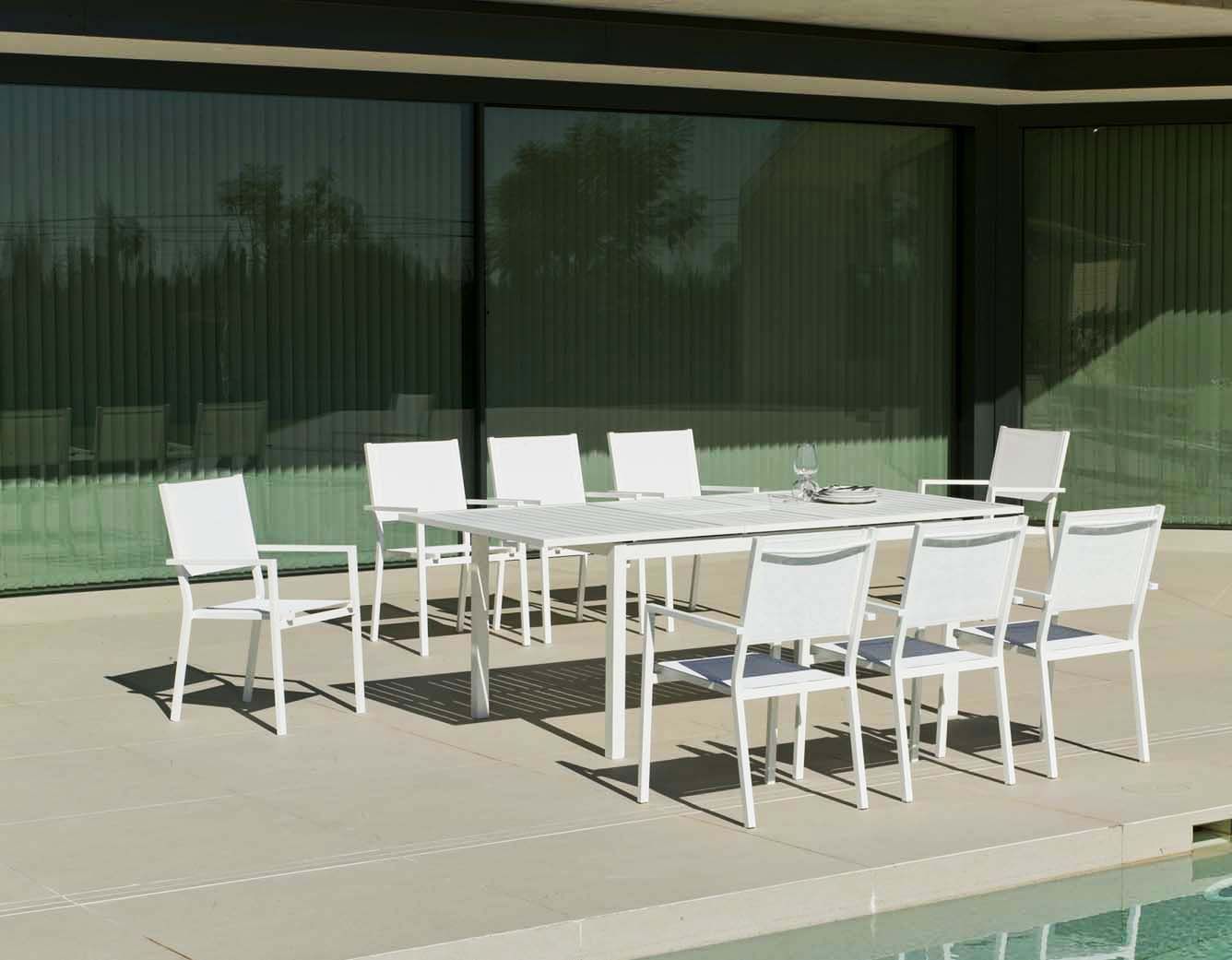 Salon de jardin en aluminium 8 places Rimona Blanc