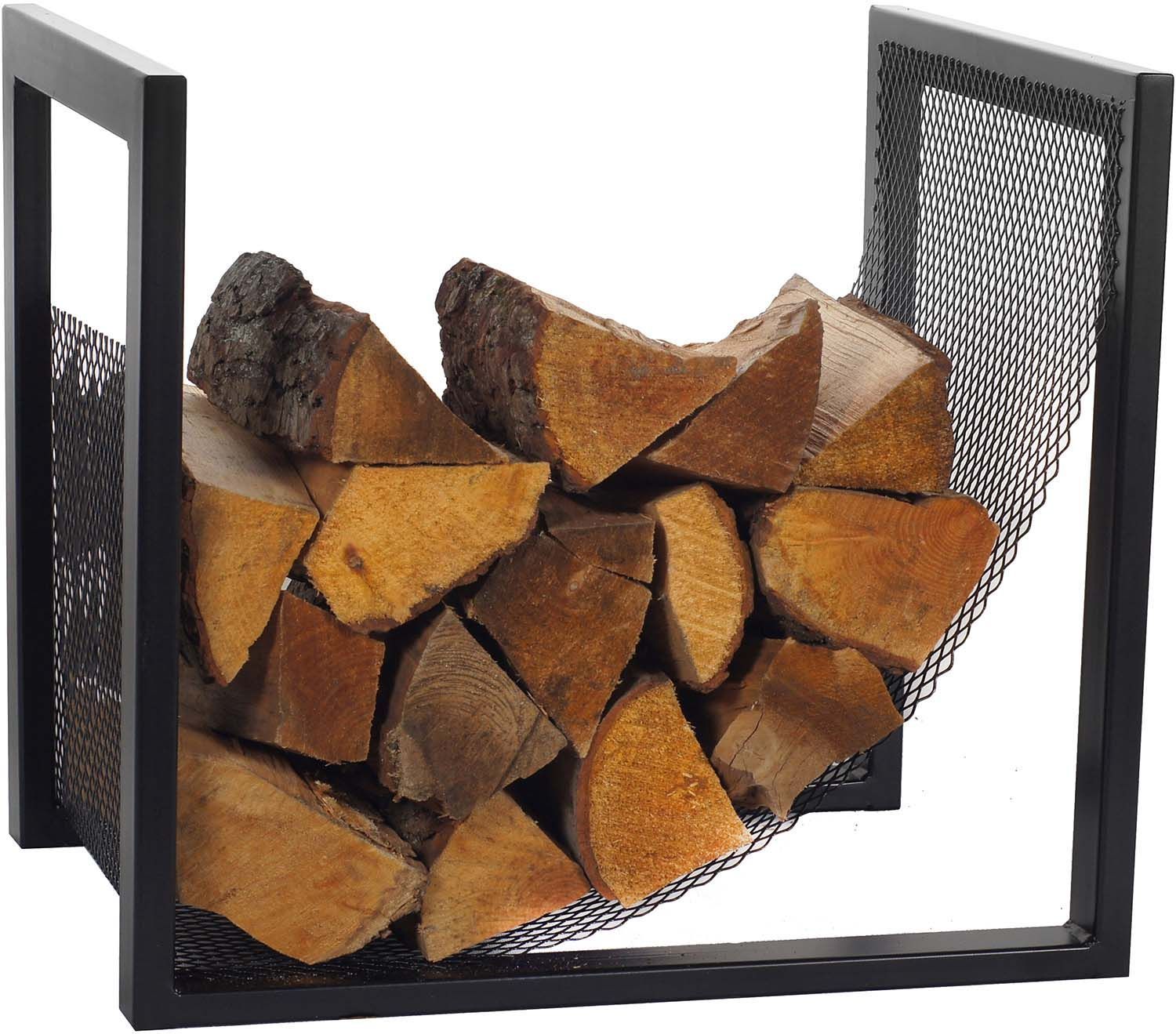 Porte-bûches design avec coupelle en acier 50 cm