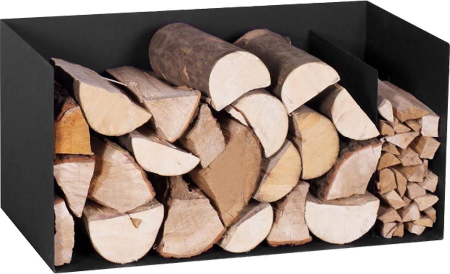 Porte-bûches compact en acier noir 70 cm Bytom