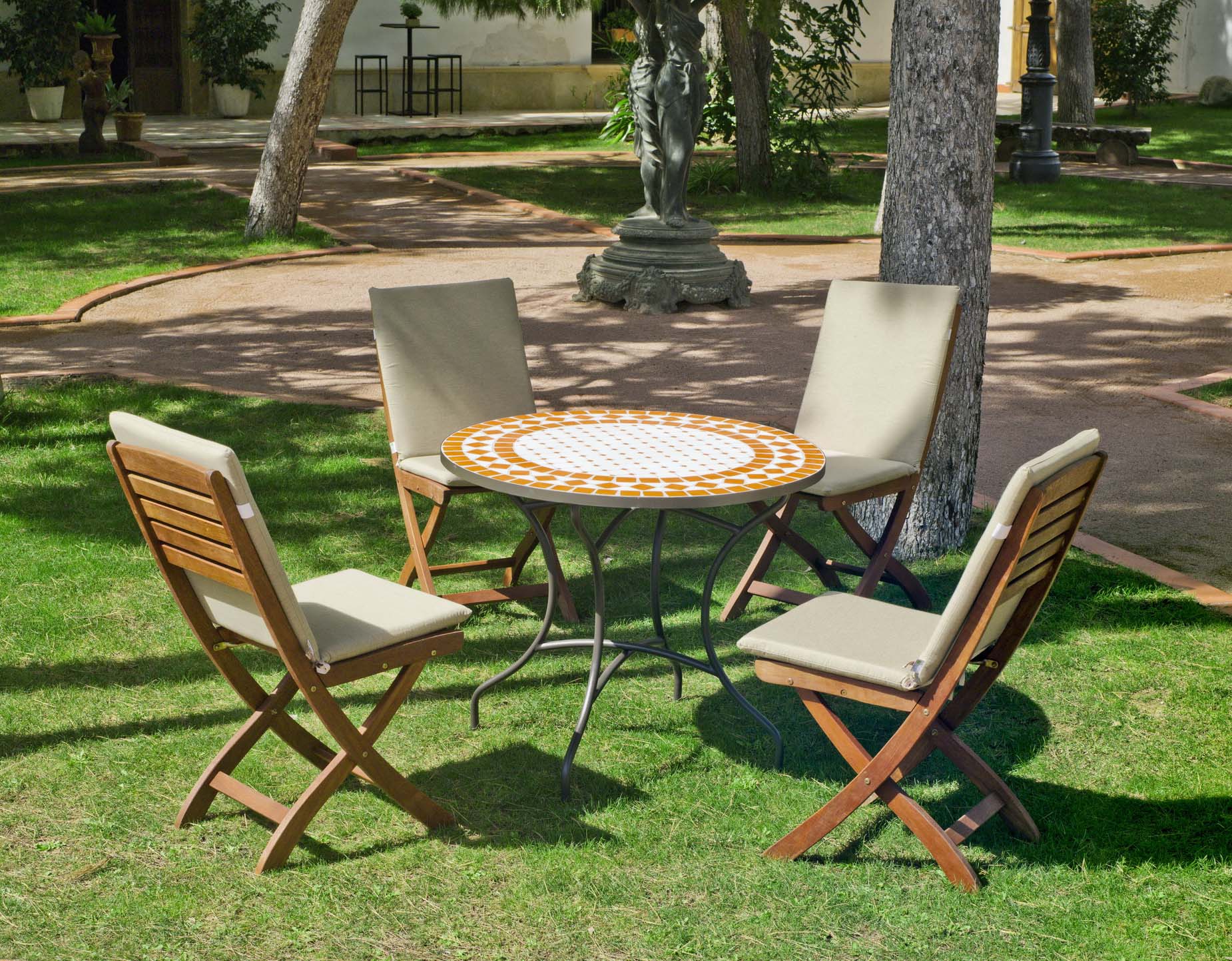 Salon de jardin bois métal et mosaïque Berna Valera