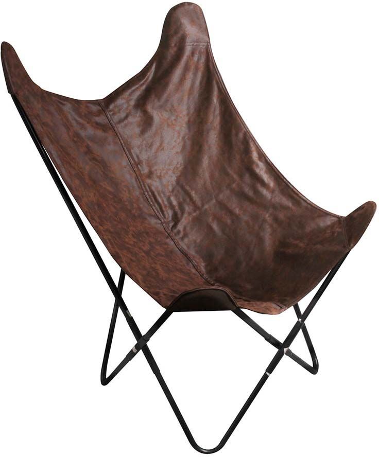 Fauteuil papillon en suédine et métal