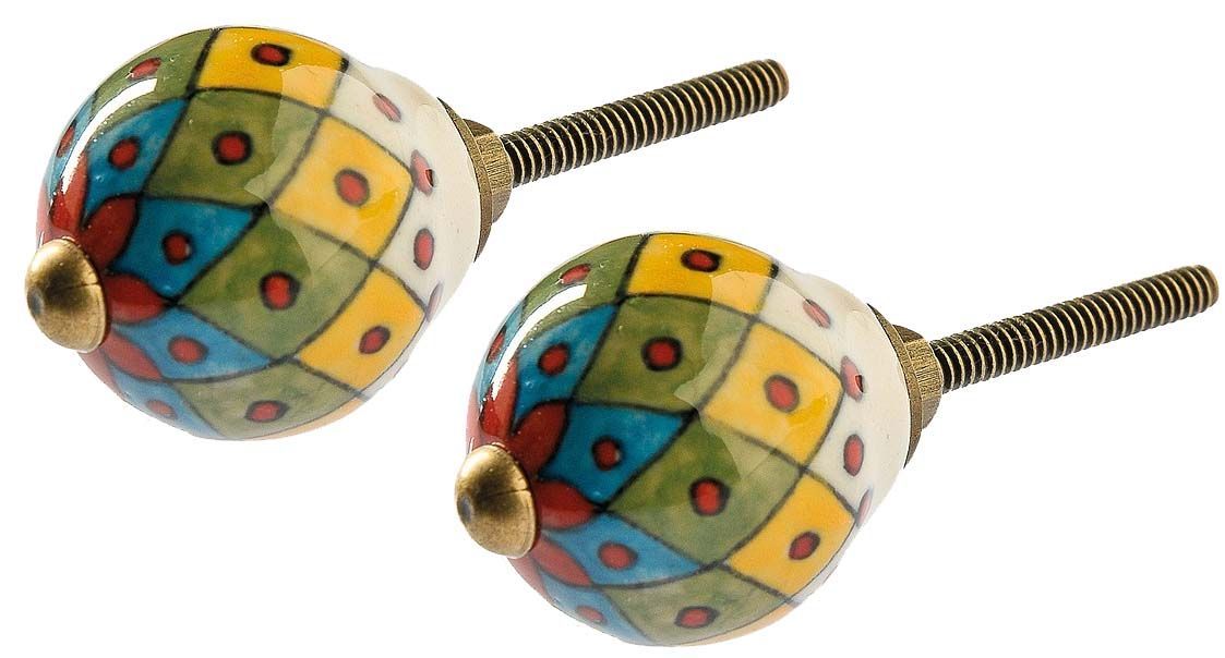 Boutons de porte coniques colorés pour meubles (Lot de 2) Losanges
