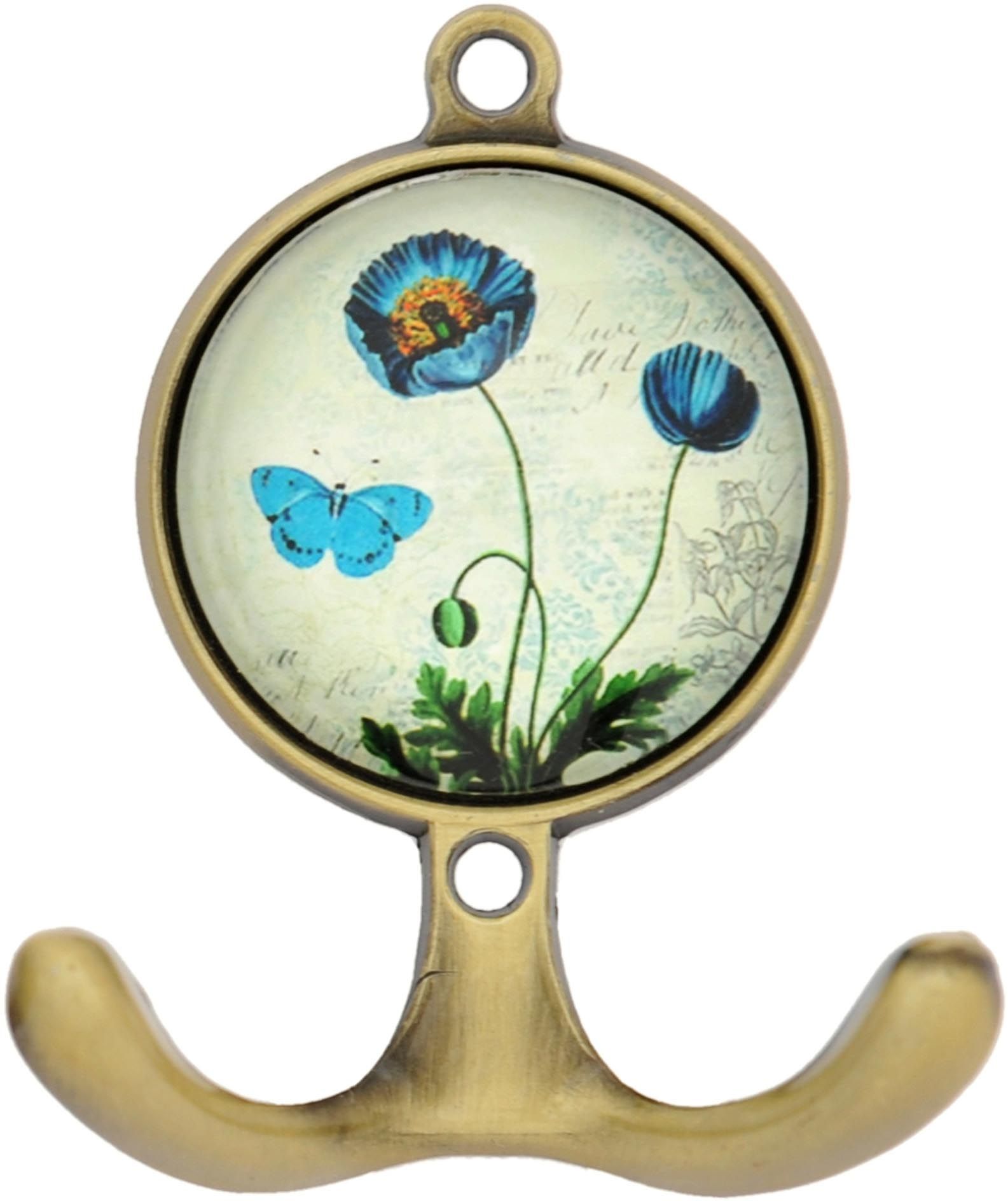 Patère imprimé floral en céramique 2 crochets