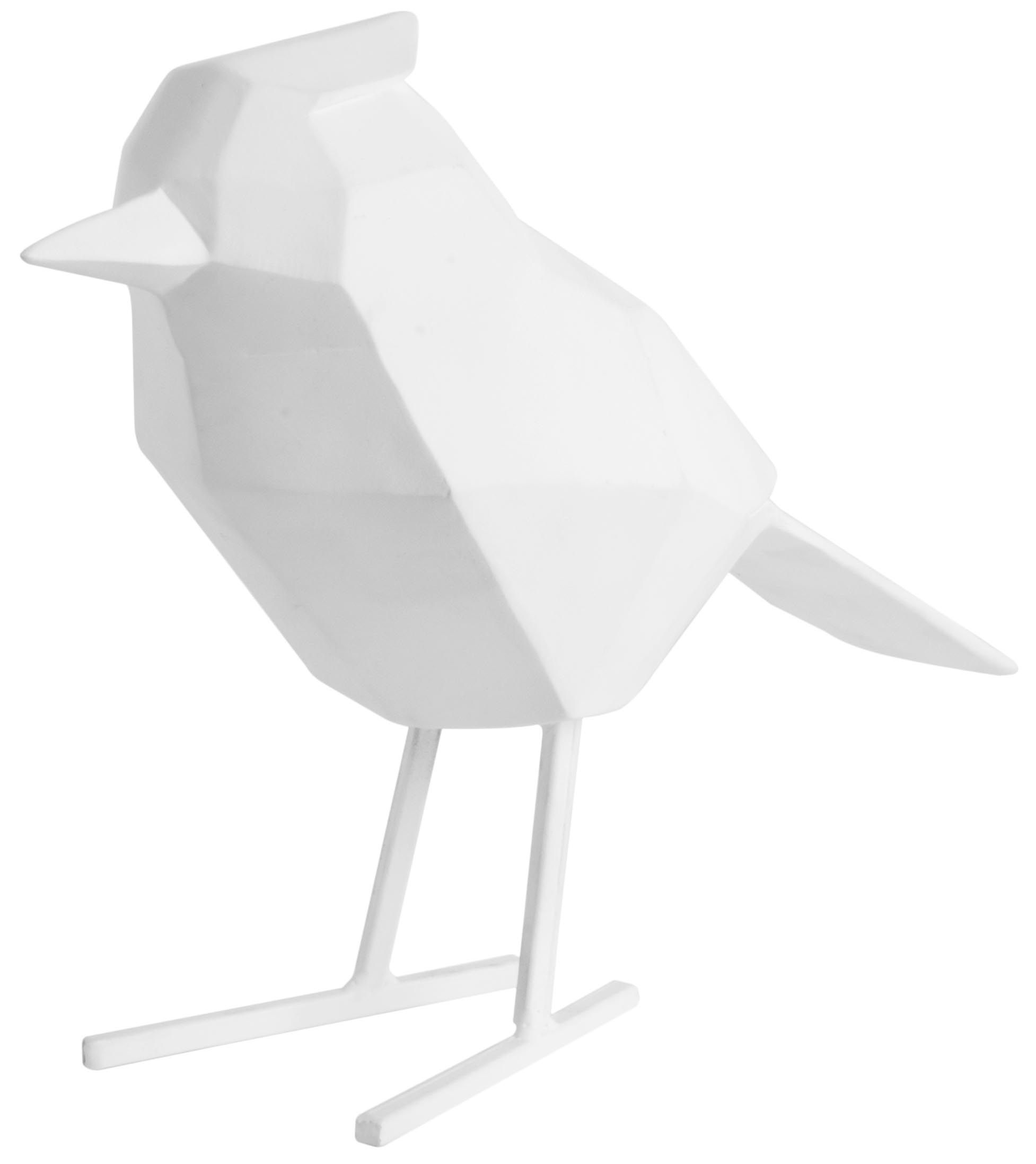 Oiseau en résine blanc mat origami Grand modèle
