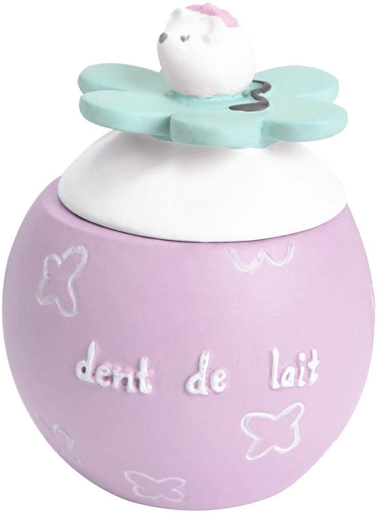 Boite à dents de lait ronde fleur