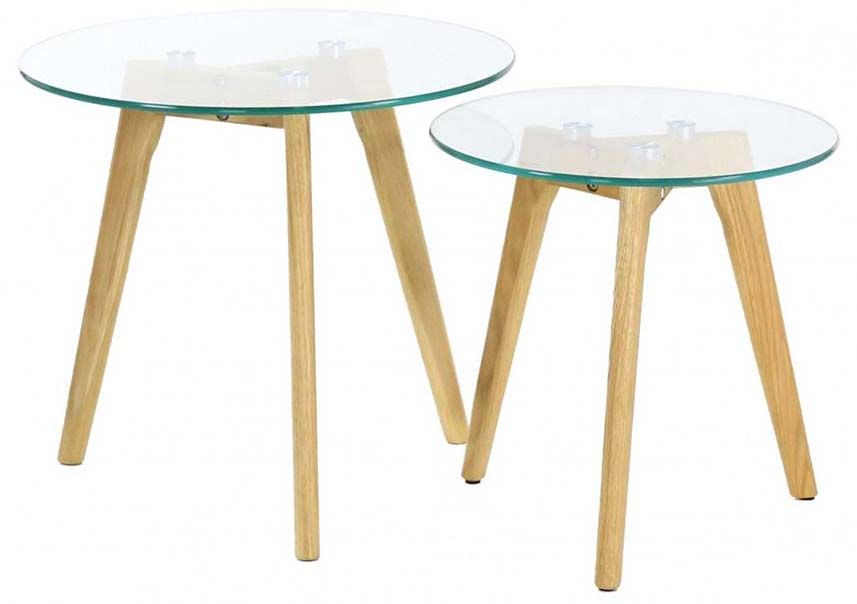 Tables gigognes en verre trempé (Lot de 2)