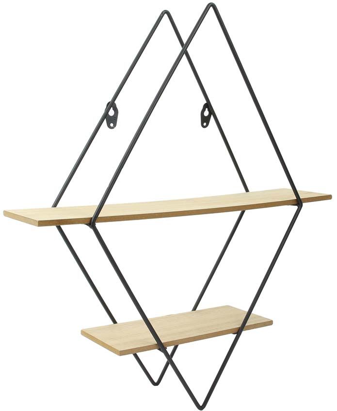Etagère industrielle losange en bois et métal 46 cm