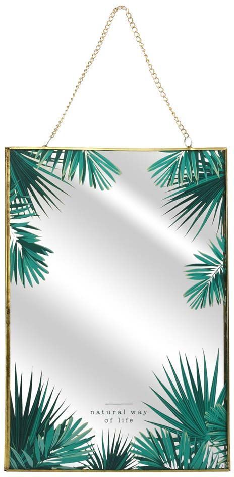 Miroir décoré jungle Naural life 30 cm Feuilles palmier