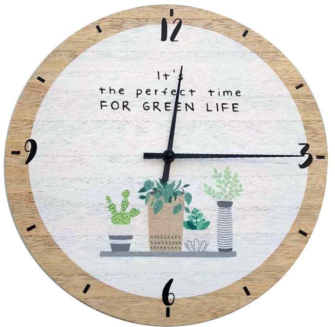 Horloge en bois Green life 35 cm