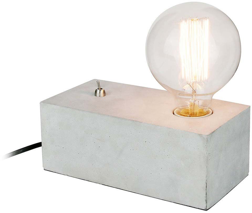 Lampe à poser rectangulaire avec interrupteur finition ciment 20 x 9.5 x 9 cm