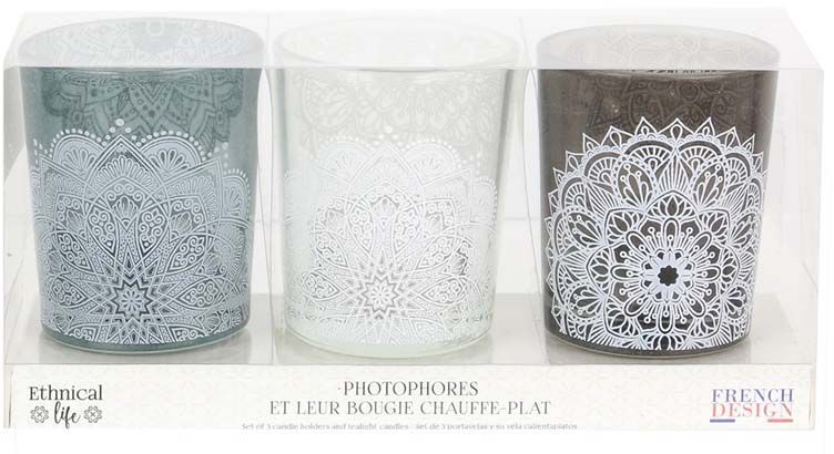 Coffret photophores en verre Ethnical Life