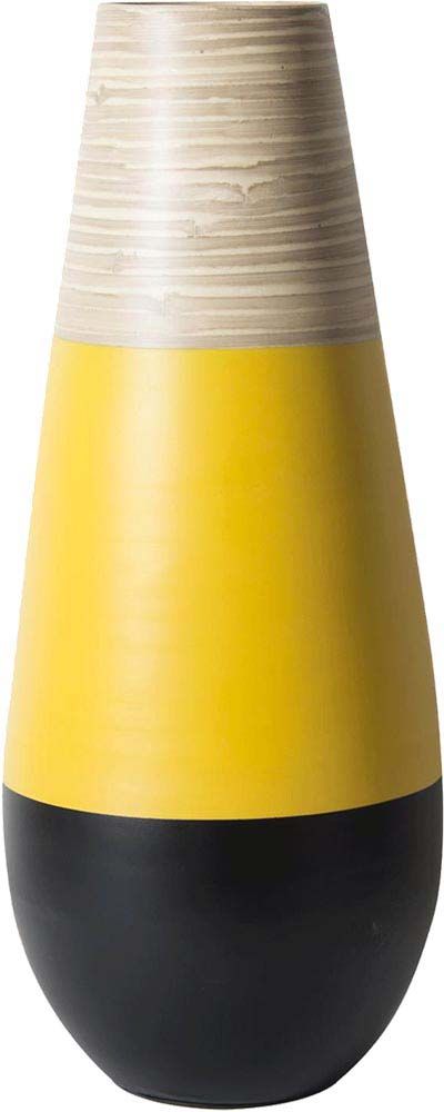 Jarre en bambou jaune et noir 50 cm