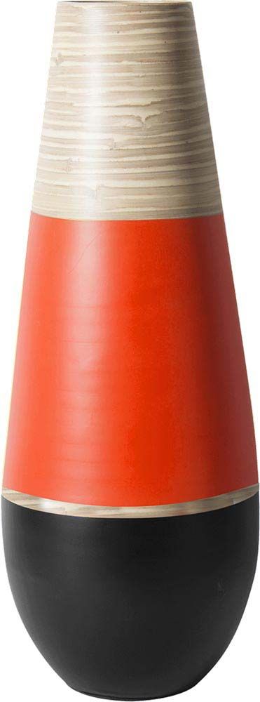 Jarre en bambou rouge et noir 60 cm