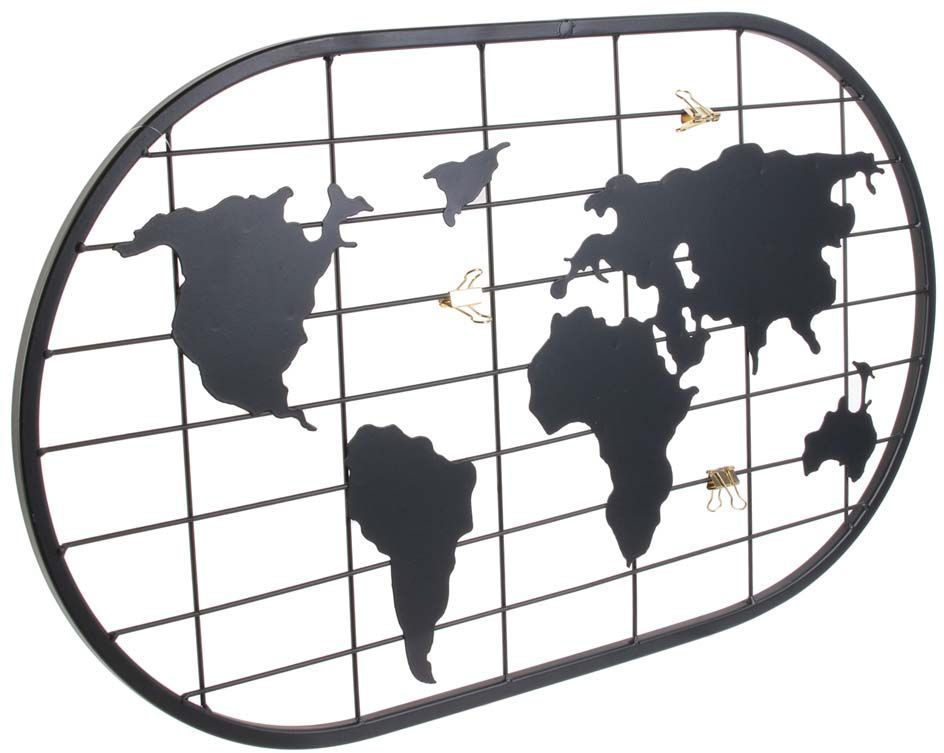 Pêle-mêle mappemonde en métal 60x35 cm