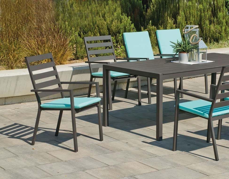 Table et fauteuils en aluminium 8 personnes Opal