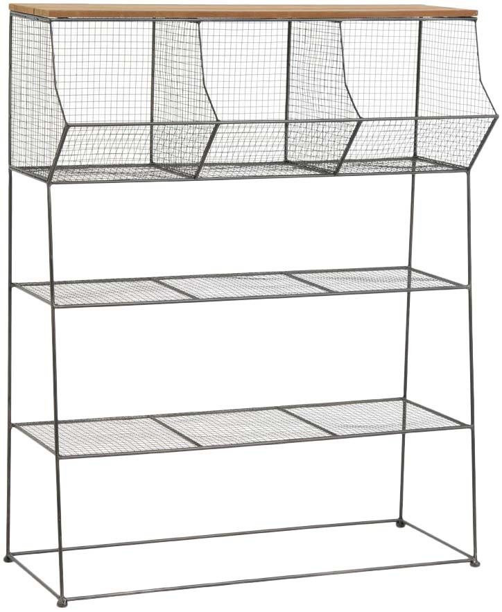 Étagère 3 casiers en métal et sapin style industriel