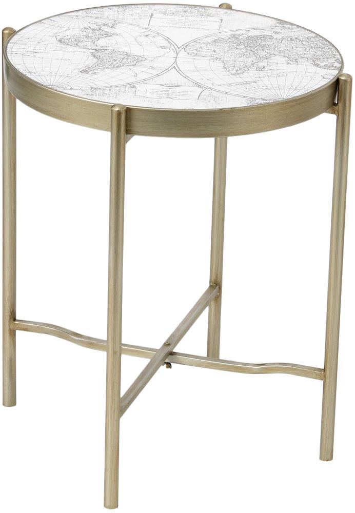 Sellette décor monde en verre et métal