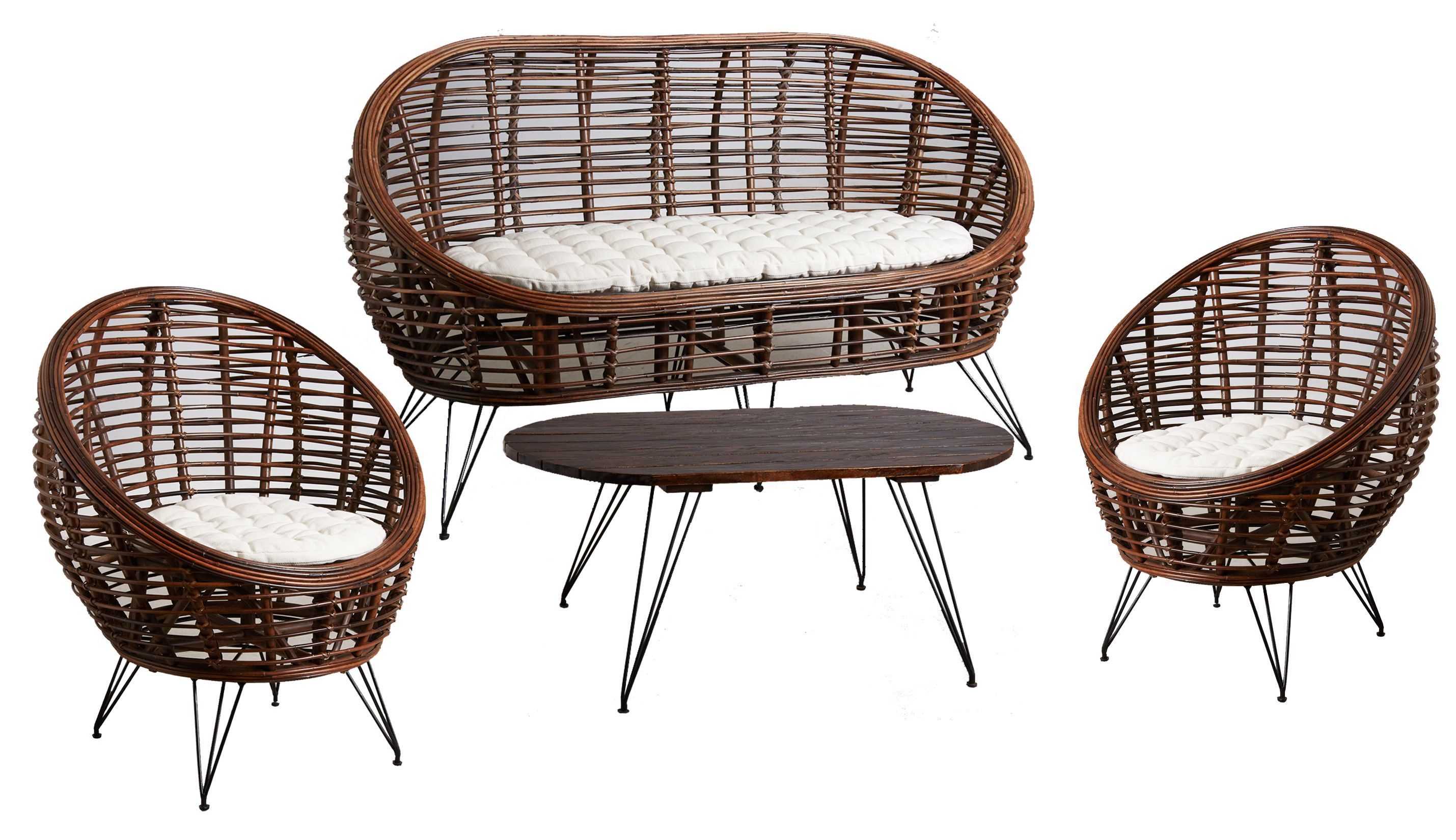 Salon 4 pièces en rotin croco