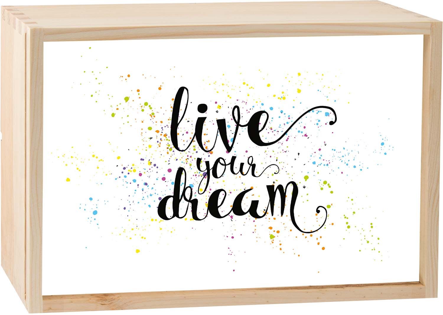 Boite lumineuse LED 30x20 cm Live your dream