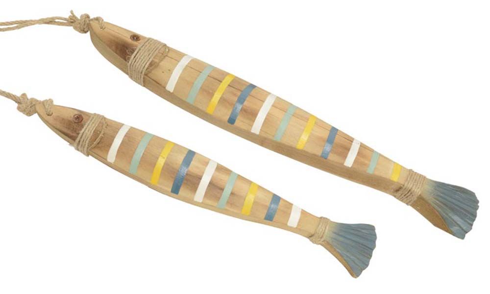 Poissons décoratifs en bois (Lot de 2)