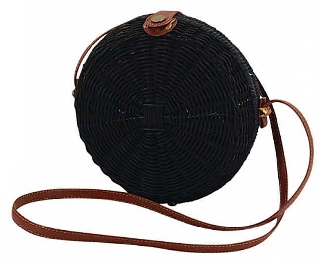 Sac rond en rotin teinté