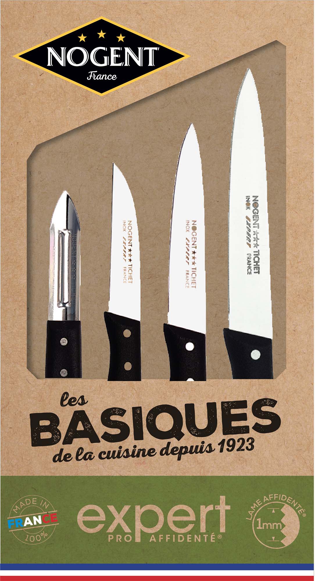 Lot couteaux de cuisine Nogent France Expert Pro Affidenté