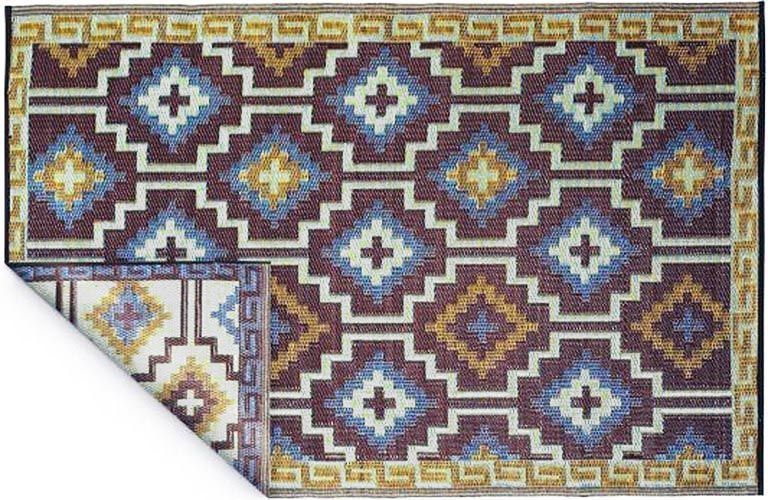 Tapis intérieur extérieur Lhasa bleu roi et chocolat 180 x 120 cm