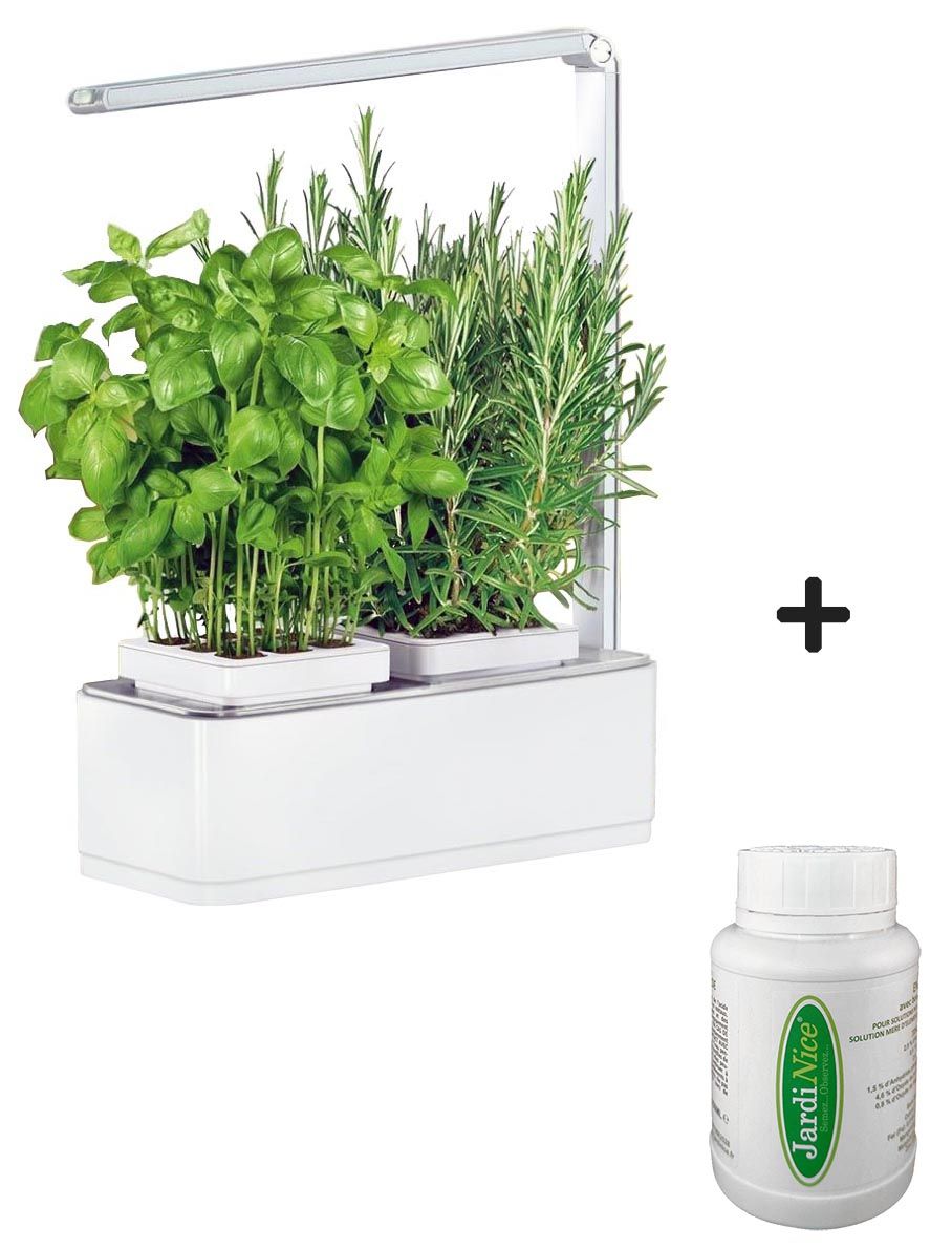 Jardinière avec lampe led intégrée Mini potager + engrais 250 ml