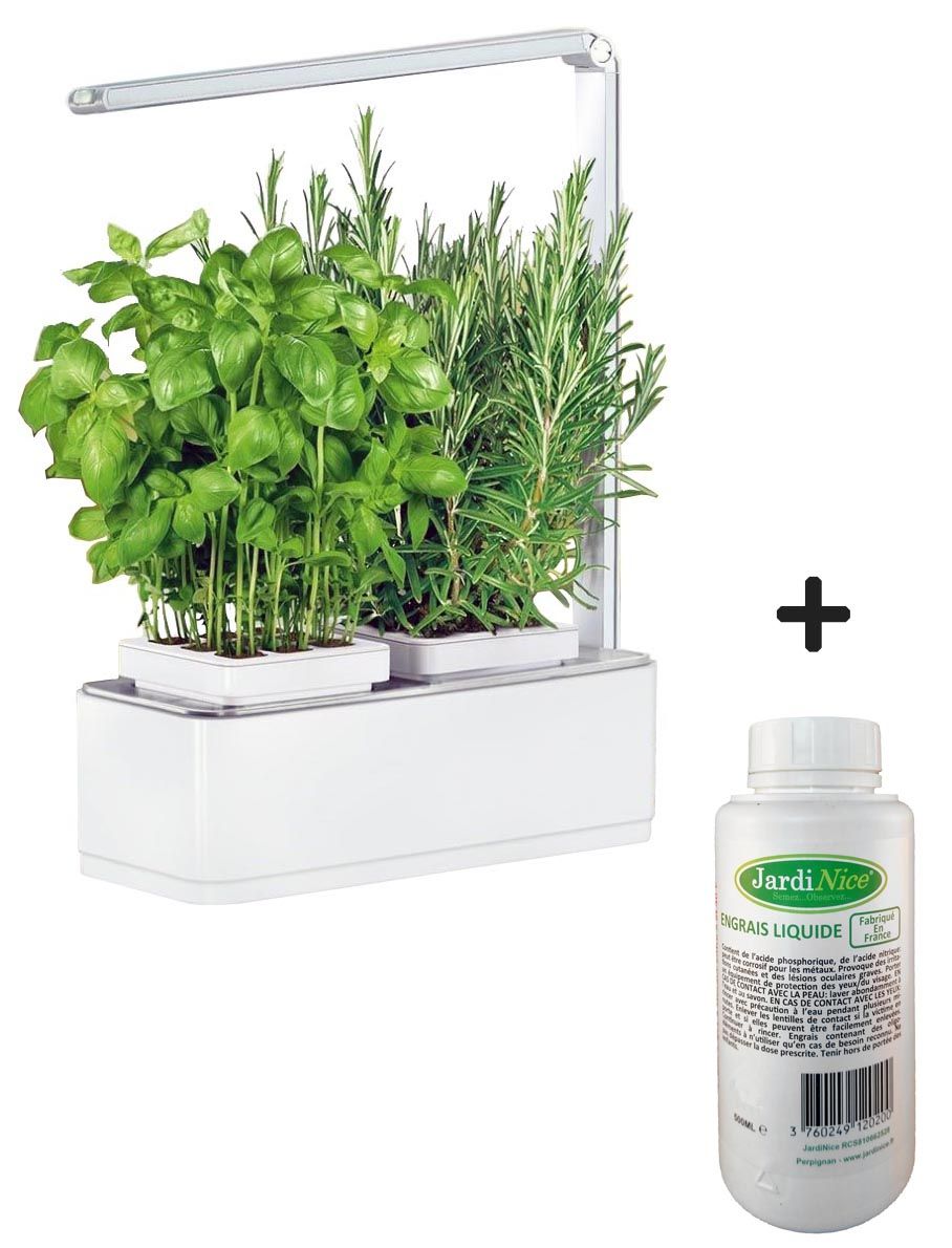 Jardinière avec lampe led intégrée Mini potager + engrais 500 ml
