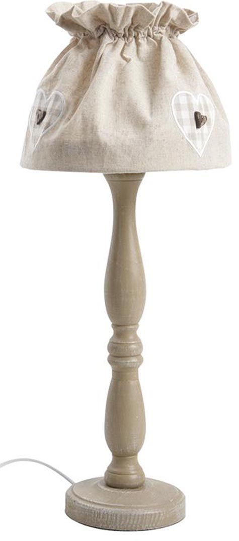 Lampe à poser en bois et coton écru