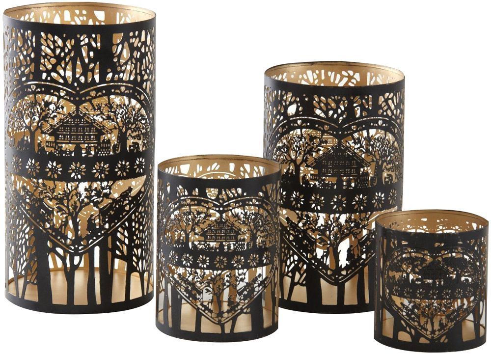 Photophores en métal intérieur doré Poya (Lot de 4)