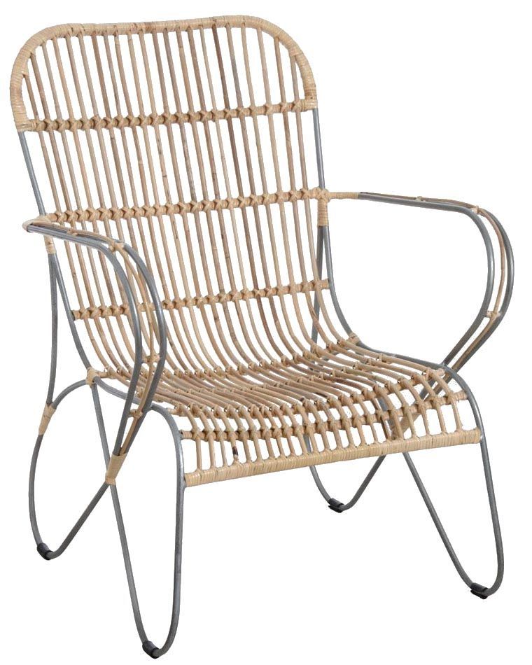 Fauteuil en métal et rotin naturel