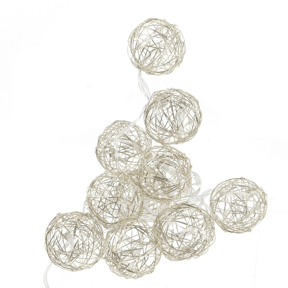 Guirlande lumineuse sphère filaire en métal 10 leds