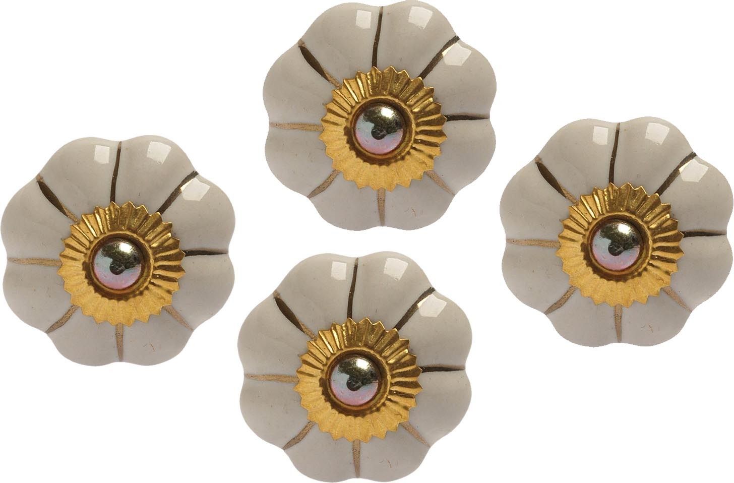 Boutons de porte classique pour meubles fleur (Lot de 4)