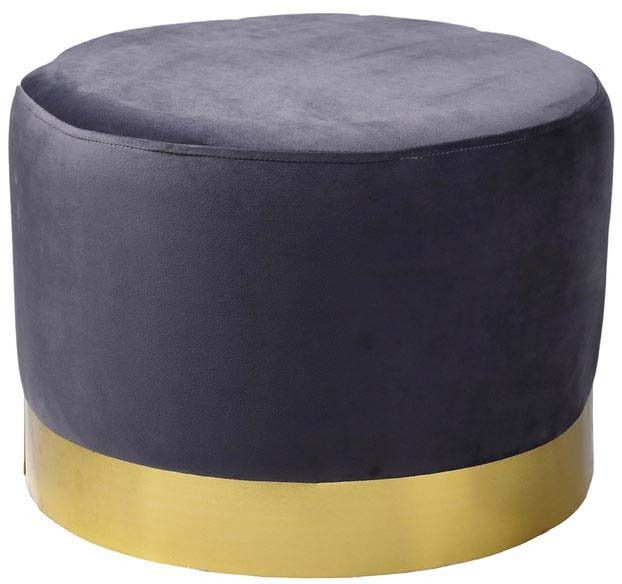 Pouf en velours base métal doré 50 cm
