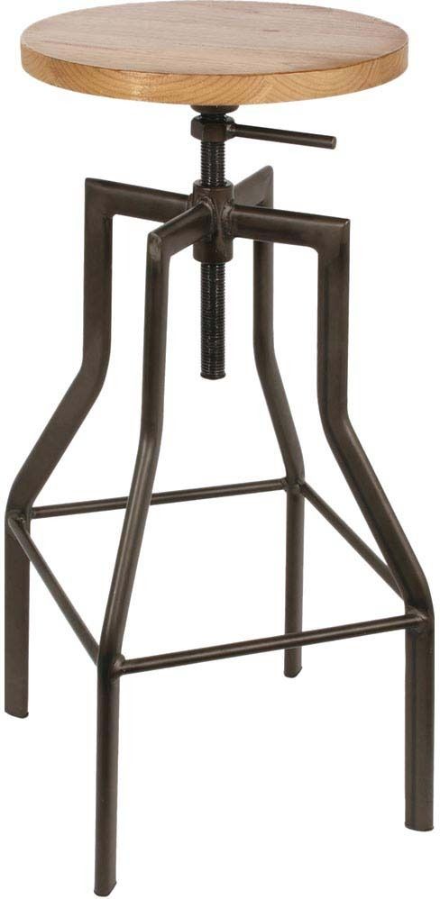 Tabouret de bar industriel en métal et bois Ace
