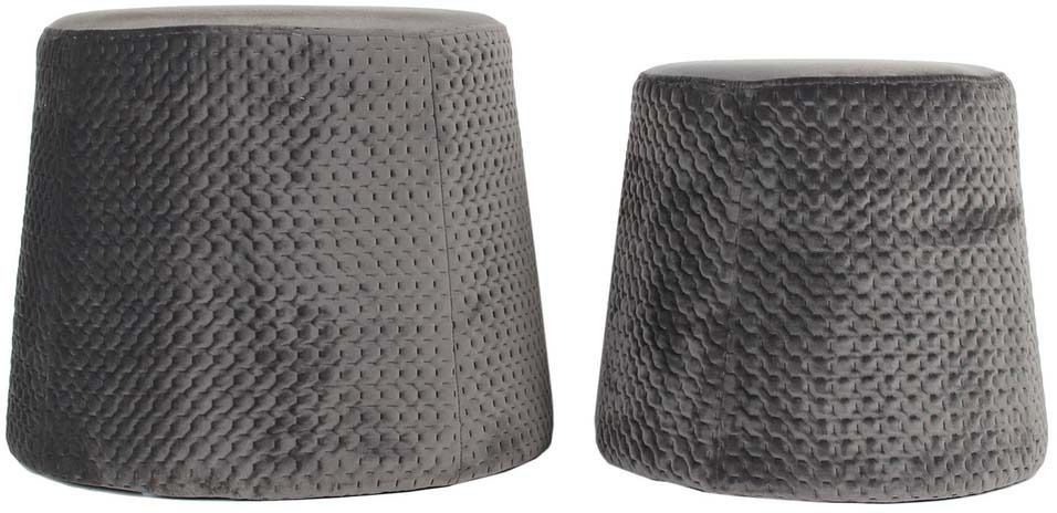 Poufs gigognes en velours gaufré (Lot de 2)