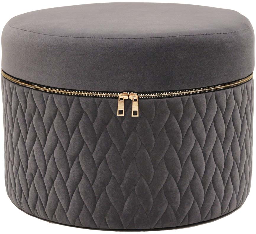 Pouf en velours matelassé avec fermeture éclair