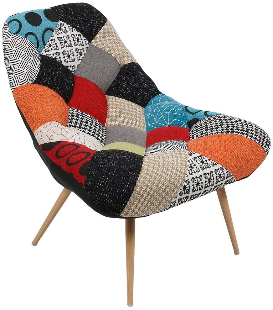 Fauteuil incurvé en tissu patchwork Camden