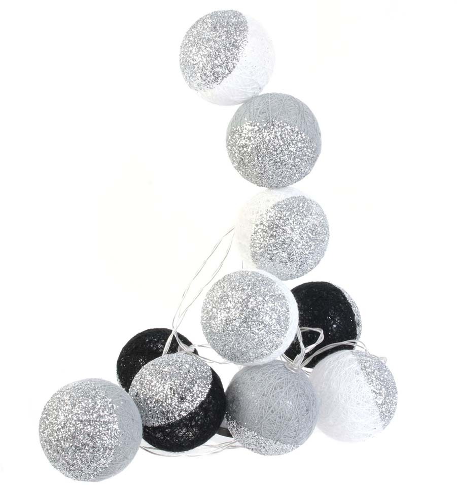 Guirlande lumineuse boules pailletées 10 leds