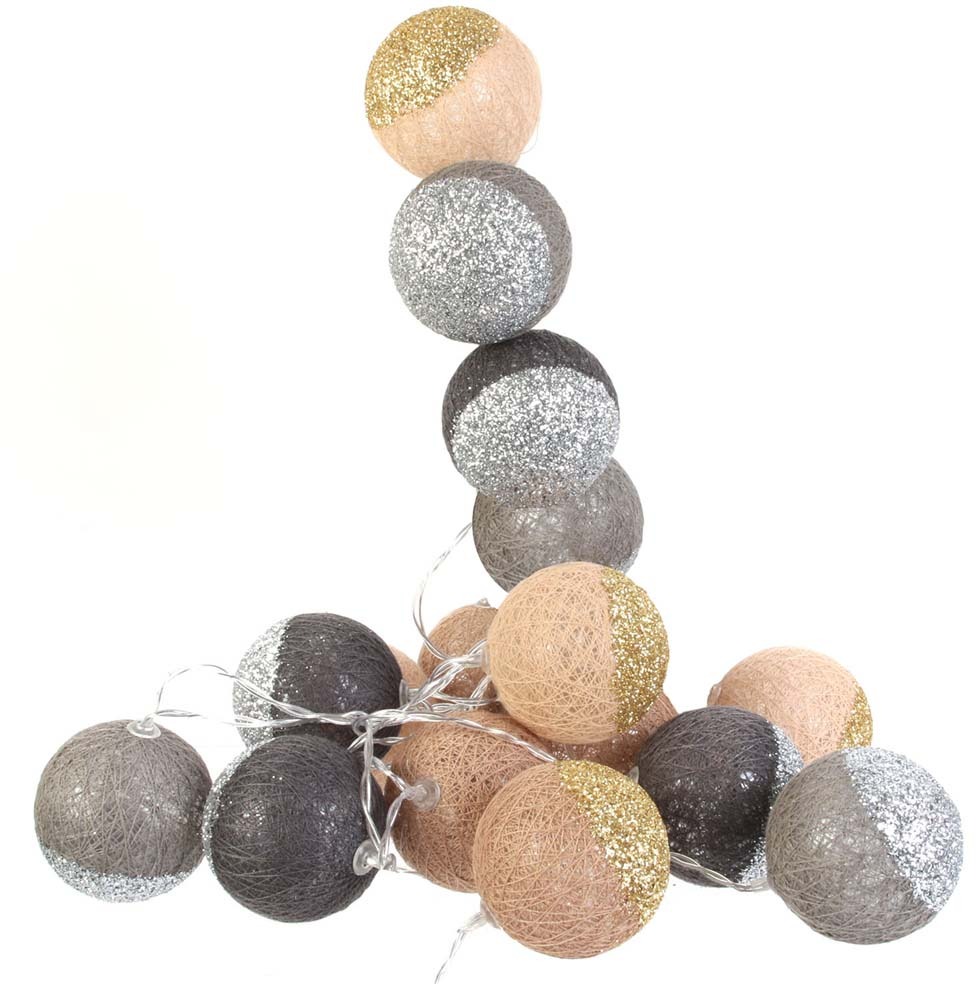 Guirlande lumineuse boules pailletées 16 leds