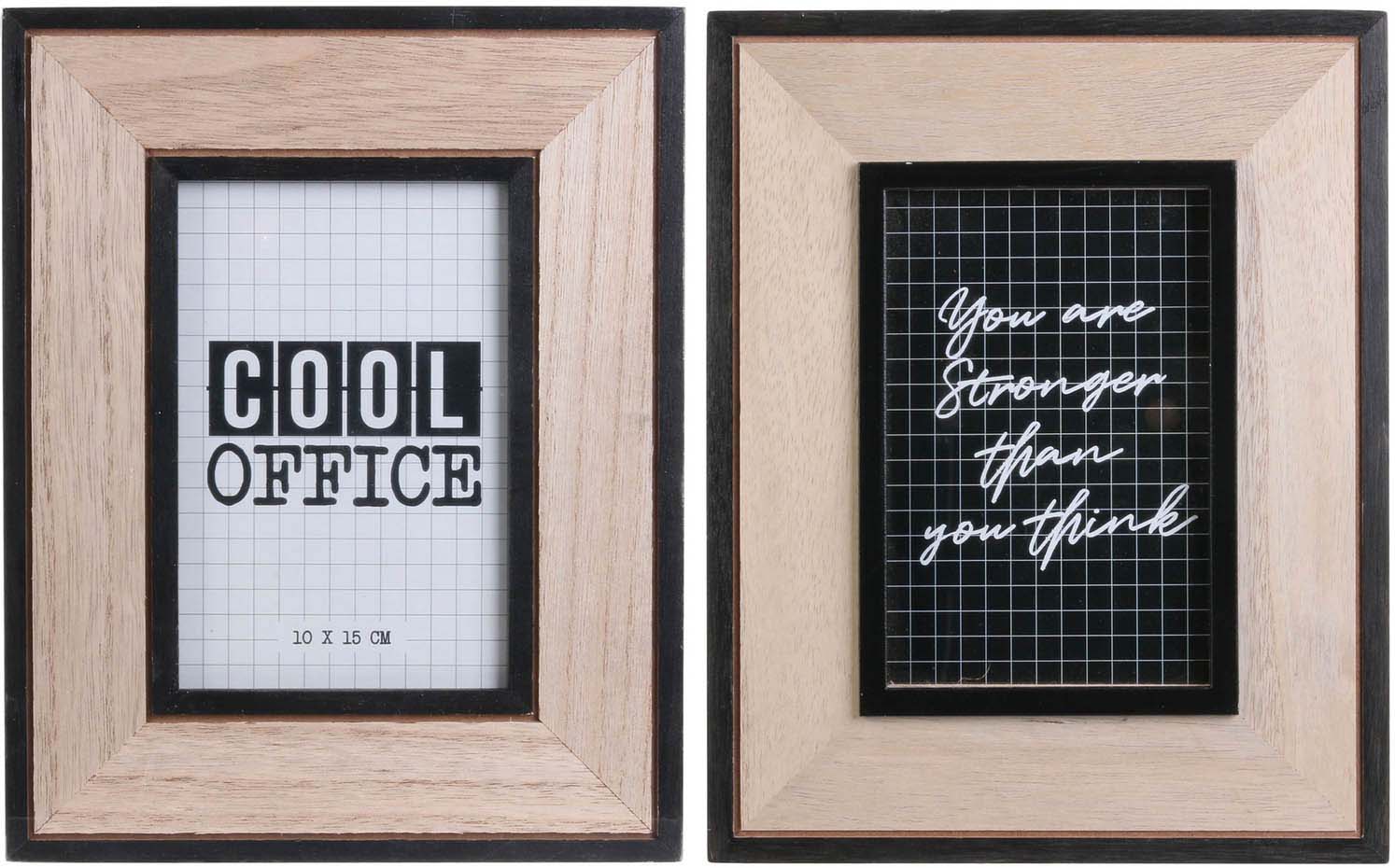 Cadre photo en bois Happy working (Lot de 2)