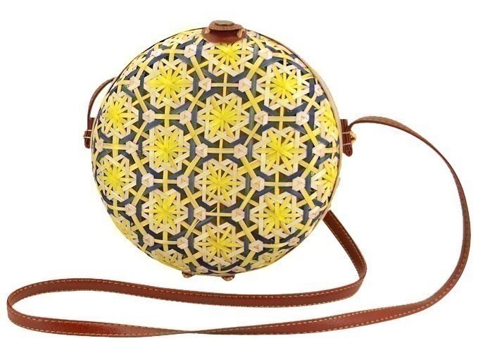 Sac rond en bambou multicolore